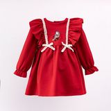 Cumino Kuş Nakışlı Kız Bebek Elbise - 9 - 12 Ay - Vizon