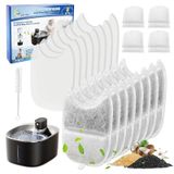 Cunina 8'li Paket Kedi Su Çeşmesi Filtresi ve 8 Pompa Filtre Süngerleri 4L/150 oz YPD-C004P, YPD-C004S Kedi Köpek Evcil Hayvan İçme Çeşmesi ile Uyumlu