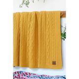 Cuo Örgü Triko Yatak Örtüsü Koltuk Örtüsü - Hardal - 150 x 200 cm