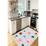 Cupcake Dondurma Desenli Baskılı Kaymaz Yıkanabilir Mutfak Halısı Yolluk 100 X 400 Cm Çok Renkli