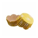 Cupcake Kalıbı Pet Kapsül Dalgalı Fiyonklu Sarı Kek Kalıbı 65X38 MM - 100 Adet
