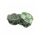 Cupcake Kalıbı Pet Kapsül Dalgalı Kek Kalıbı 65X38 MM - 100 Adet Beyaza Yeşil Kare Desen