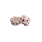 Cupcake Kalıbı Pet Kapsül Dalgalı Kek Kalıbı 65X38 MM - 100 Adet Çilek Desenli
