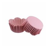 Cupcake Kalıbı Pet Kapsül Dalgalı Kek Kalıbı 65x38 Mm - 100 Adet Pembe Küçük Puanlı