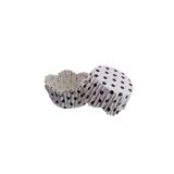 Cupcake Kalıbı Pet Kapsül Dalgalı Kek Kalıbı 65X38 MM - 100 Adet Puantiyeli Beyaz