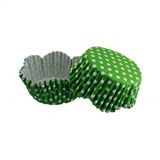 Cupcake Kalıbı Pet Kapsül Dalgalı Kek Kalıbı 65X38 mm - 100 Adet Puantiyeli Yeşil