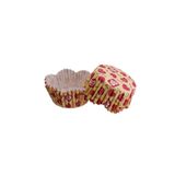 Cupcake Kalıbı Pet Kapsül Dalgalı Sarıya Kırmızı Kalpli Yazılı Kek Kalıbı 65X38 MM - 100 Adet