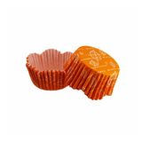 Cupcake Kalıbı Pet Kapsül Dalgalı Turuncu Yaprak Desenli Kek Kalıbı 65X38 MM - 100 Adet