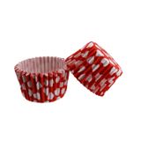 Cupcake Kalıbı Pet Kapsül Kek Kalıbı 48X34 MM - 100 Adet Kırmızıya Beyaz Kalp Desenli