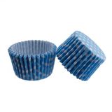 Cupcake Kalıbı Pet Kapsül Kek Kalıbı 48x34 Mm - 100 Adet Puantiyeli Mavi