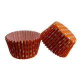 Cupcake Kalıbı Pet Kapsül Kek Kalıbı 48x34 Mm - 100 Adet Puantiyeli Turuncu