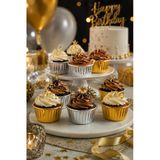 Cupcake Kapsülü 24'Lü 12 Gold 12 Gümüş Varaklı Asetat Kutulu Kek Muffin Pişirme Ve Sunum Kapsülü