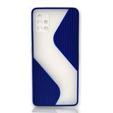 Cupcase® Samsung Galaxy A71 Uyumlu Kılıf Su Yolu Tasarımlı Yarı Transparan Şeffaf Kamera Lens Korumalı Uzun Ömürlü Kapak - Lacivert