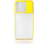 Cupcase®Huawei P Smart 2021 Uyumlu Kılıf Kamera Lens Korumalı Sürgülü Yüksek Korumalı Buzlu Transparan Kapak - Sarı