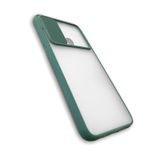 Cupcase®Samsung Galaxy A11 / M11 Uyumlu Kılıf Kamera Lens Korumalı Sürgülü Yüksek Korumalı Buzlu Transparan Kapak - Koyu Yeşil