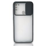 Cupcase®Samsung Galaxy A11 / M11 Uyumlu Kılıf Kamera Lens Korumalı Sürgülü Yüksek Korumalı Buzlu Transparan Kapak - Siyah