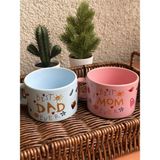 Cupova - Best Dad And Mom Ever Kupa Seti, Hediye, Özel Gün, Anne Baba Hediye - Mavi - Pembe - 200 ml