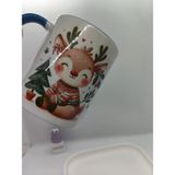 Cuppera Mavi Kış Geyiği Yılbaşı Seramik Kupa - 350 ml