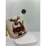 Cuppera Sarı Saplı, Sevimli Yılbaşı Desenli 150 ml Seramik Kupa (2 Adet)