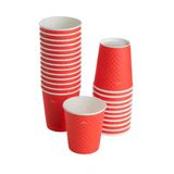 CUPTOYOU 25 adet kırmızı tek kullanımlık çift duvarlı karton bardağı 8 oz, küçük kağıt kahve bardakları 250 ml, soğuk ve sıcak içecekler, Waffle Kırmızı