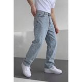 Cuqq Denim Erkek Açık Mavi Asit Yıkama Yıpratmalı Baggy Jean | Oversize Rahat Kesim Bol Paça Kot Pantolon