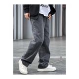 Cuqq Denim Erkek Antrasit Asit Yıkama Yıpratmalı Baggy Jean Bol Paça Loose Fit Oversize Kot Pantolon