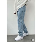 Cuqq Denim Erkek Asit Yıkama Buz Mavi Bol Paça Jean Kot Baggy Pantolon