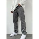 Cuqq Denim Erkek Baggy Jean — Asit Yıkama Gri, Bol Paça Oversize Fit, Sokak Stili Kot Pantolon