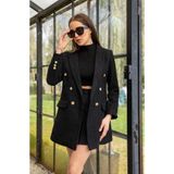 CurcunaShop Tuvit Blazer Ceket Siyah Astarlı Önden Düğmeli