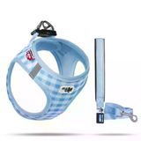 CURLI Curli Vest Air-Mesh Köpek Göğüs Tasması KARELİ MAVİ 2XS