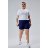 Curve Büyük Beden Kadın Biye Detaylı Örme Yüksek Bel Şort& Bermuda (LACİVERT, XL)