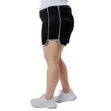 Curve Büyük Beden Kadın Biye Detaylı Örme Yüksek Bel Şort& Bermuda (SİYAH, XL)