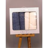 Curve Krem-Indigo Best Set (Hamam Takımı) - 70 x 150 cm