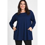 Curvy Trend Büyük Beden Cepli Parçalı Tunik Lacivert