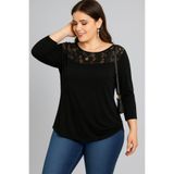 Curvy Trend Büyük Beden Göğüs Dantel Uzun Kol Viskon Bluz