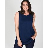 Curvy Trend Büyük Beden Kolsuz Viskon Basic Bluz - 50 - 52 - Lacivert