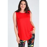 Curvy Trend Büyük Beden Kolsuz Viskon Basic Bluz Kırmızı - 50 - 52