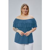 Curvy Trend Büyük Beden Madonna Yaka Viskon Bluz