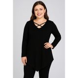Curvy Trend Büyük Beden Yaka Çapraz Biyeli Üçgen Etek Uzun Kol Bluz