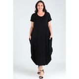 Curvy Trend Jumbo Kısa Kol Elbise Siyah - 38 - 40