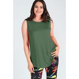Curvy Trend Kadın Kolsuz Bluz Viskon Elastan Kumaşla Yaz Sezonuna Uygun Rahat Stil - 46 - 48 - Haki