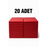 Cushion Design ANAOKULU MİNDERİ 40x40X5CM KIRMIZI RENKLİ DERİ ÇOCUK OYUN VE KREŞ EĞİTİM 20'li MİNDER SETİ
