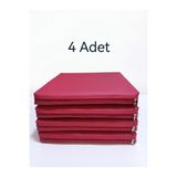 Cushion Design ANAOKULU MİNDERİ 40x40X5CM KIRMIZI RENKLİ DERİ ÇOCUK OYUN VE KREŞ EĞİTİM 4'LÜ MİNDER SETİ