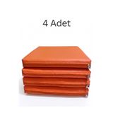 Cushion Design ANAOKULU MİNDERİ 40x40X5CM TURUNCU RENKLİ DERİ ÇOCUK OYUN VE KREŞ EĞİTİM 4'LÜ MİNDER SETİ