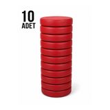 Cushion Design ANAOKULU MİNDERİ 40x40X8CM KIRMIZI YUVARLAK RENKLİ DERİ ÇOCUK OYUN VE KREŞ EĞİTİM 10'li MİNDER SETİ