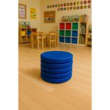 Cushion Design ANAOKULU MİNDERİ 40x40X8CM YUVARLAK MAVİ DERİ ÇOCUK OYUN VE KREŞ EĞİTİM 5'li MİNDER SETİ