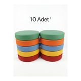 Cushion Design ANAOKULU MİNDERİ 40x40X8CM YUVARLAK RENKLİ DERİ ÇOCUK OYUN VE KREŞ EĞİTİM 10'lu MİNDER SETİ