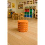 Cushion Design ANAOKULU MİNDERİ 40x40X8CM YUVARLAK TURUNCU DERİ ÇOCUK OYUN VE KREŞ EĞİTİM 5'li MİNDER SETİ