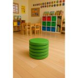 Cushion Design ANAOKULU MİNDERİ 40x40X8CM YUVARLAK YEŞİL DERİ ÇOCUK OYUN VE KREŞ EĞİTİM 5'li MİNDER SETİ