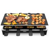 Cusimax Raclette Izgara, Çift Yönlü Izgara Tavalı, 8 Kişilik Parti Izgara Kontrolü, Sürekli Ayarlanabilir Sıcaklık, 8 Mini Tava, Yapışmaz Kaplama, Cmrc-300, 1500W, Siyah